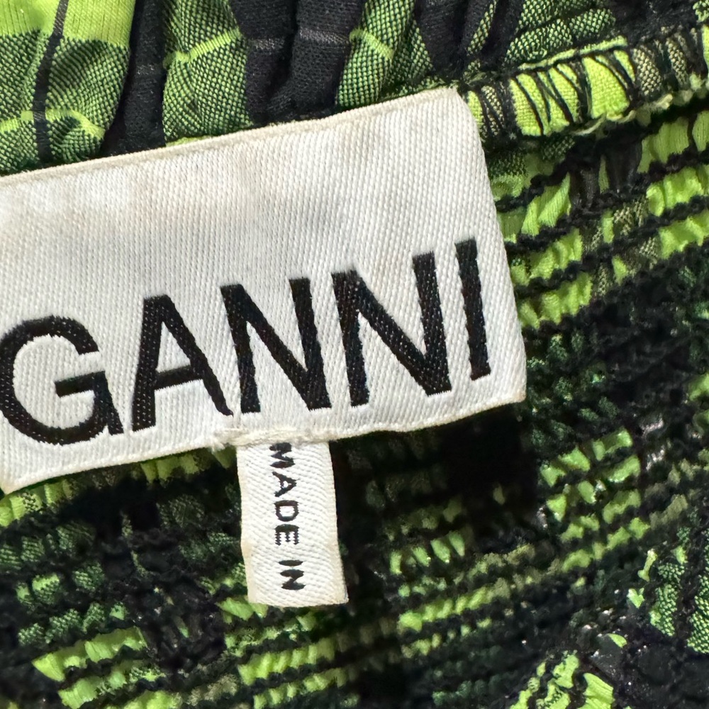 GANNI Seersucker Check Maxi Dress in green - Picture 10 of 13